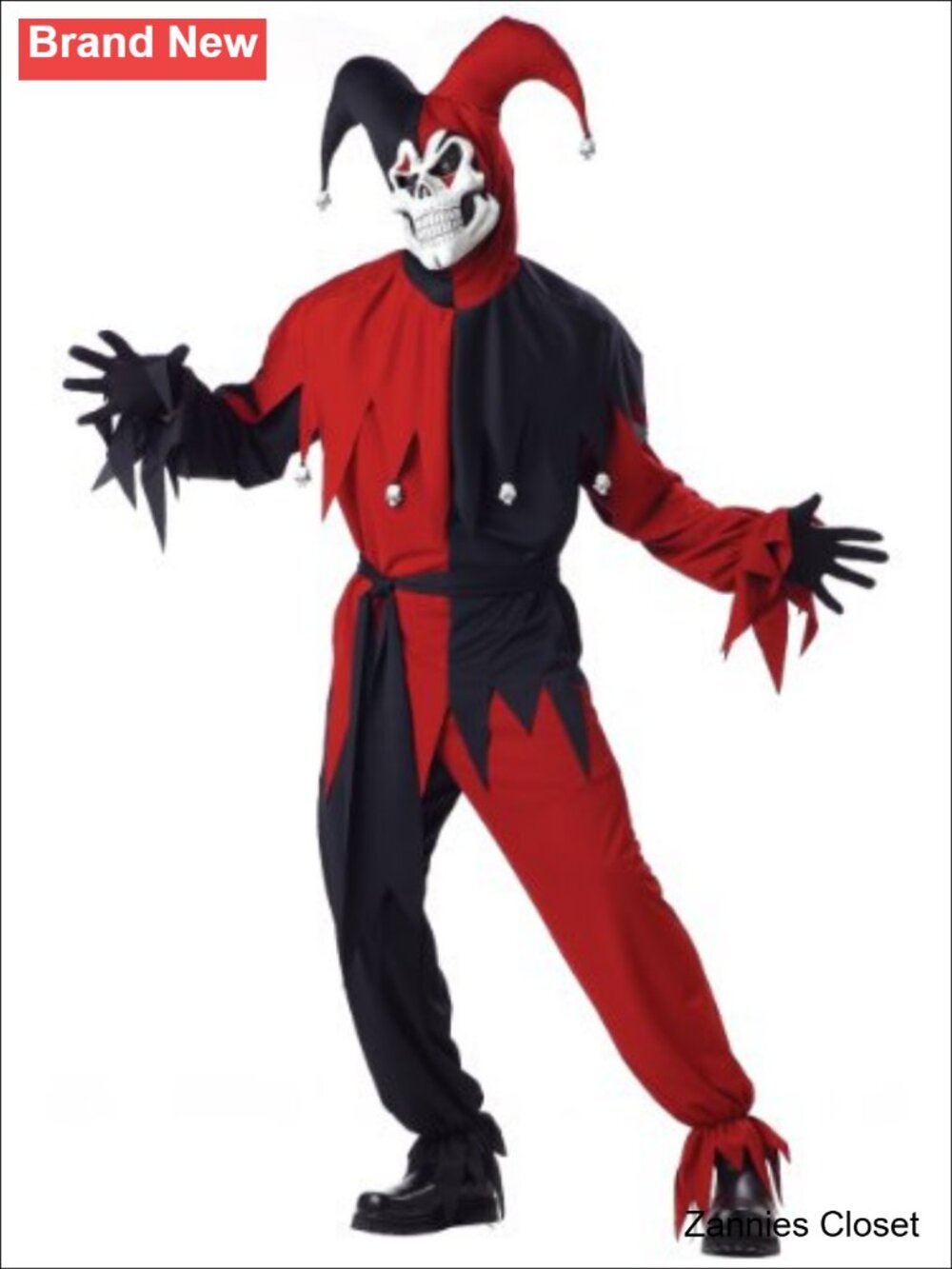👻 California Costumes Evil Jester Costume Men's XL 100% Polyester Interlock
